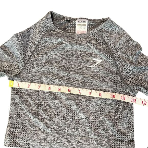 Gymshark Vital Seamless Women’s XS Heather Gray Round Neck Crop Top Thumbholes - Picture 10 of 12